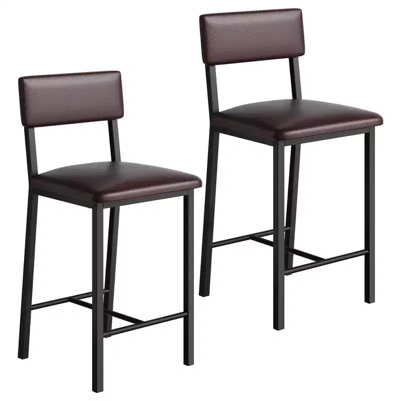 Lot de 4 tabourets de bar, tabourets de bar rembourrés hauteur comptoir avec dossier et repose-pieds, chaises de bar hautes avec coussin épais, pour salle à manger
