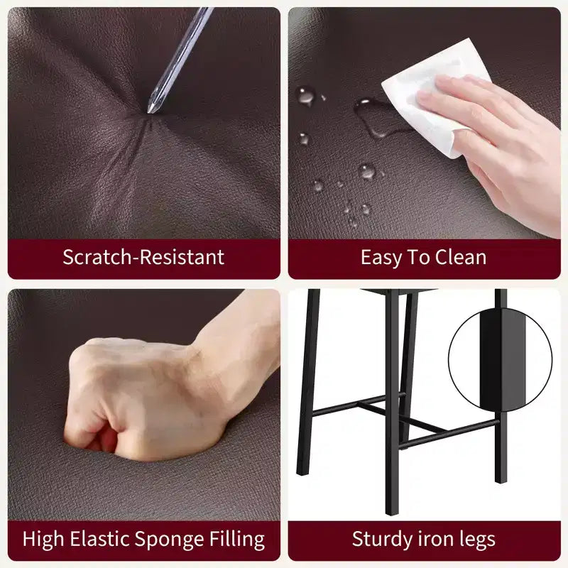 Lot de 4 tabourets de bar, tabourets de bar rembourrés hauteur comptoir avec dossier et repose-pieds, chaises de bar hautes avec coussin épais, pour salle à manger