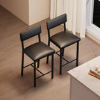 Lot de 4 tabourets de bar, tabourets de bar rembourrés hauteur comptoir avec dossier et repose-pieds, chaises de bar hautes avec coussin épais, pour salle à manger
