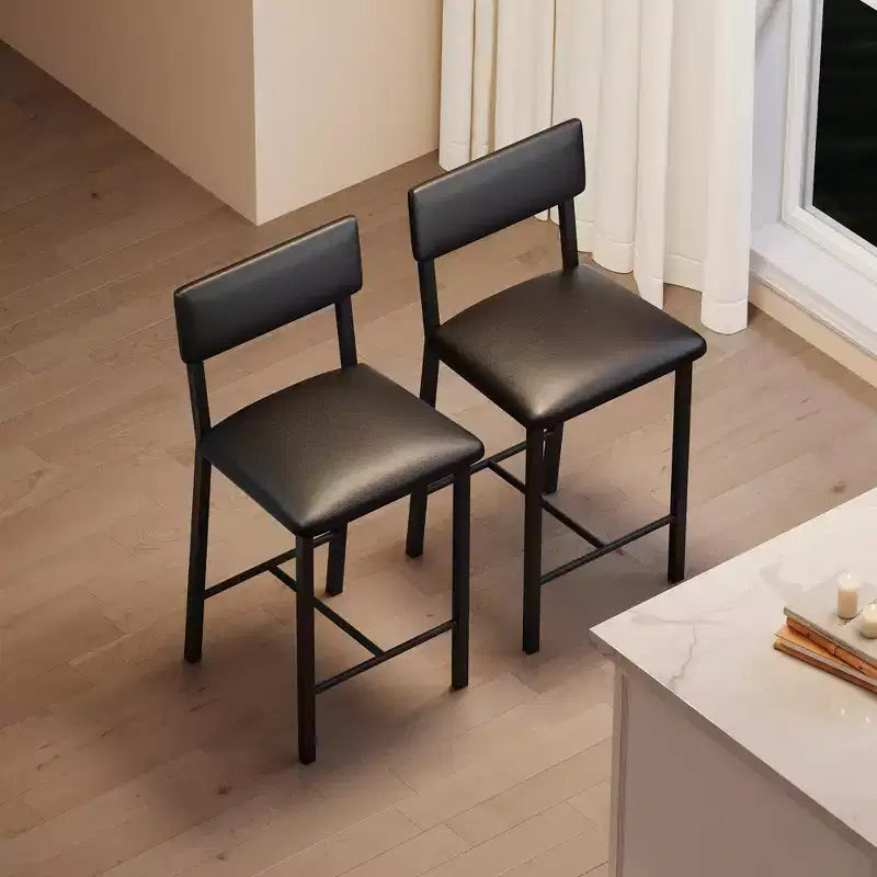 Lot de 4 tabourets de bar, tabourets de bar rembourrés hauteur comptoir avec dossier et repose-pieds, chaises de bar hautes avec coussin épais, pour salle à manger