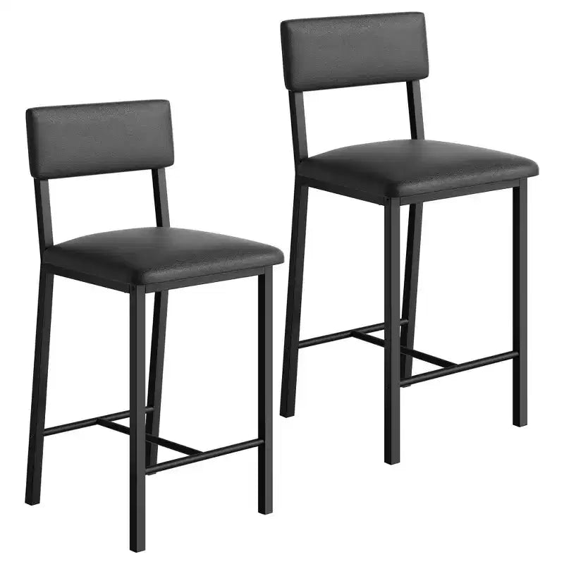 Lot de 4 tabourets de bar, tabourets de bar rembourrés hauteur comptoir avec dossier et repose-pieds, chaises de bar hautes avec coussin épais, pour salle à manger