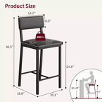 Lot de 4 tabourets de bar, tabourets de bar rembourrés hauteur comptoir avec dossier et repose-pieds, chaises de bar hautes avec coussin épais, pour salle à manger