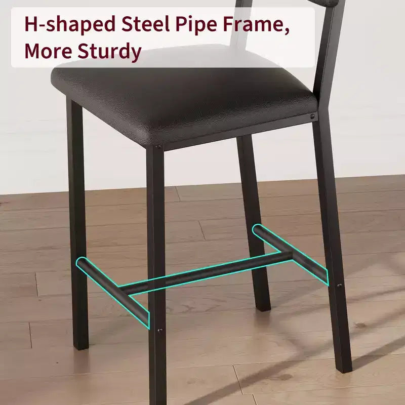 Lot de 4 tabourets de bar, tabourets de bar rembourrés hauteur comptoir avec dossier et repose-pieds, chaises de bar hautes avec coussin épais, pour salle à manger