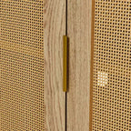 Hostack 2-Door Curved Sideboard Cabinet with Gold Trim and Woven Rattan Doors for Dining Room, Natural