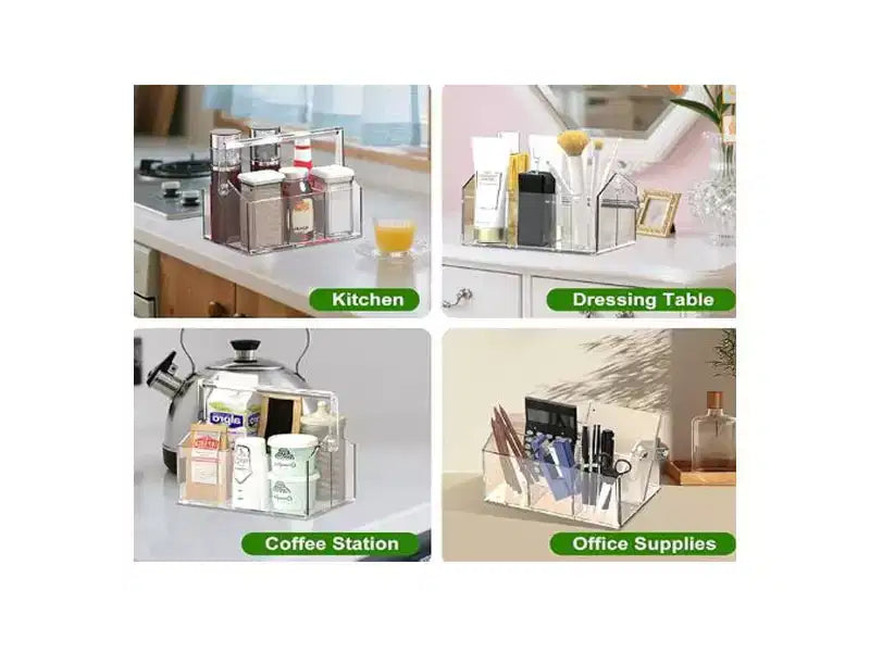 Range-couverts en acrylique avec poignée, organisateur de couverts en plastique transparent, porte-couverts et distributeur d'assiettes en carton pour cuisine, fêtes et pique-niques