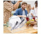 Range-couverts en acrylique avec poignée, organisateur de couverts en plastique transparent, porte-couverts et distributeur d'assiettes en carton pour cuisine, fêtes et pique-niques