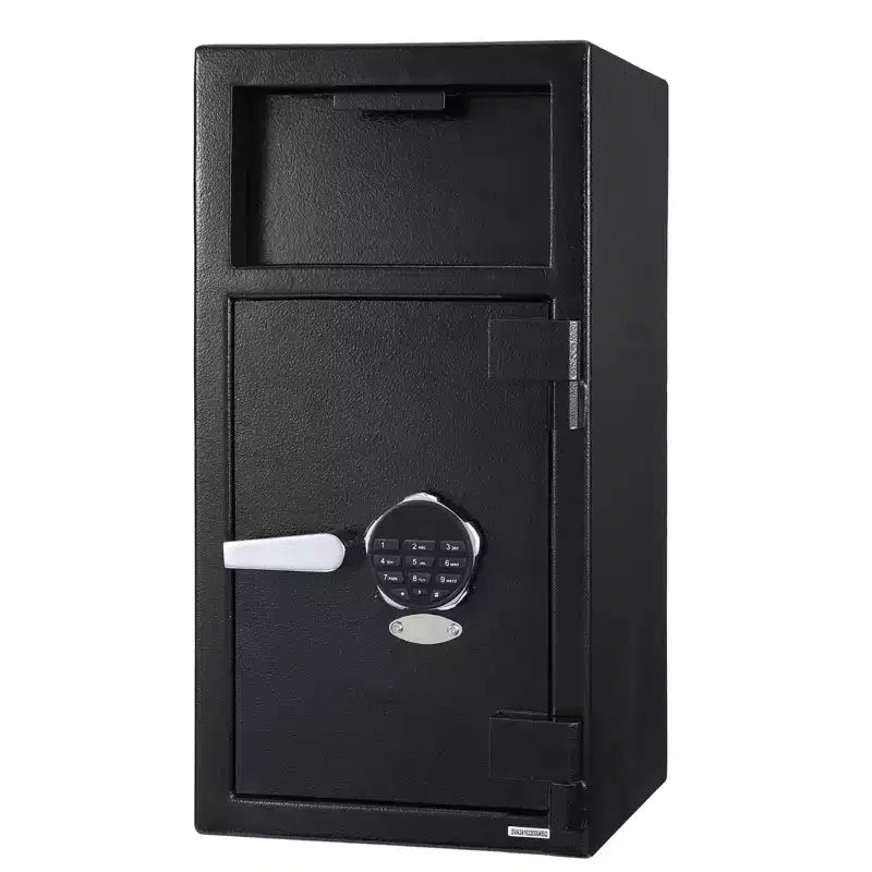 Steel Drop Safe Box, Electronic Cash Drop Box, Digital Safety Deposit Box with Keypad, Emergency Key, Fireproof Floor Safe Box Safes