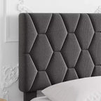 Bed Frame, Twin Size Upholstered Platform Bed with Headboard - Wood Slats Support, No Box Spring Needed, Noise Free, Easy Assembly