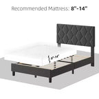 Bed Frame, Twin Size Upholstered Platform Bed with Headboard - Wood Slats Support, No Box Spring Needed, Noise Free, Easy Assembly