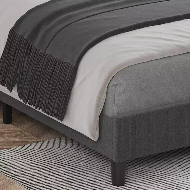Bed Frame, Twin Size Upholstered Platform Bed with Headboard - Wood Slats Support, No Box Spring Needed, Noise Free, Easy Assembly