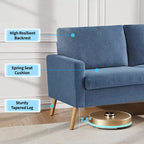 Canapé Dyonery 68 places, petit canapé moderne du milieu du siècle pour le salon, canapé 2 places en tissu de lin avec coussin profond, cadre en bois massif