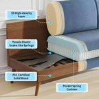 Canapé Dyonery 68 places, petit canapé moderne du milieu du siècle pour le salon, canapé 2 places en tissu de lin avec coussin profond, cadre en bois massif