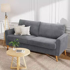 Canapé Dyonery 68 places, petit canapé moderne du milieu du siècle pour le salon, canapé 2 places en tissu de lin avec coussin profond, cadre en bois massif