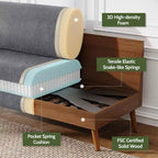 Canapé Dyonery 68 places, petit canapé moderne du milieu du siècle pour le salon, canapé 2 places en tissu de lin avec coussin profond, cadre en bois massif