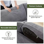 Canapé Dyonery 68 places, petit canapé moderne du milieu du siècle pour le salon, canapé 2 places en tissu de lin avec coussin profond, cadre en bois massif