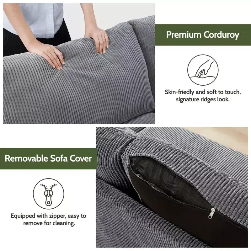Canapé Dyonery 68 places, petit canapé moderne du milieu du siècle pour le salon, canapé 2 places en tissu de lin avec coussin profond, cadre en bois massif