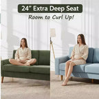 Canapé Dyonery 68 places, petit canapé moderne du milieu du siècle pour le salon, canapé 2 places en tissu de lin avec coussin profond, cadre en bois massif