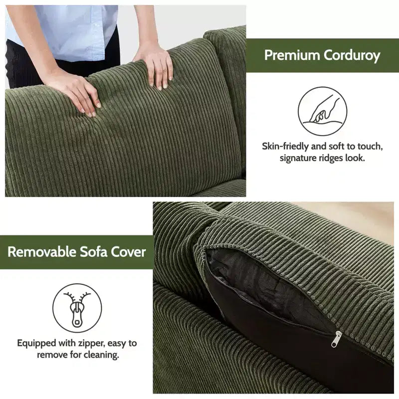 Canapé Dyonery 68 places, petit canapé moderne du milieu du siècle pour le salon, canapé 2 places en tissu de lin avec coussin profond, cadre en bois massif