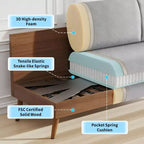 Canapé Dyonery 68 places, petit canapé moderne du milieu du siècle pour le salon, canapé 2 places en tissu de lin avec coussin profond, cadre en bois massif
