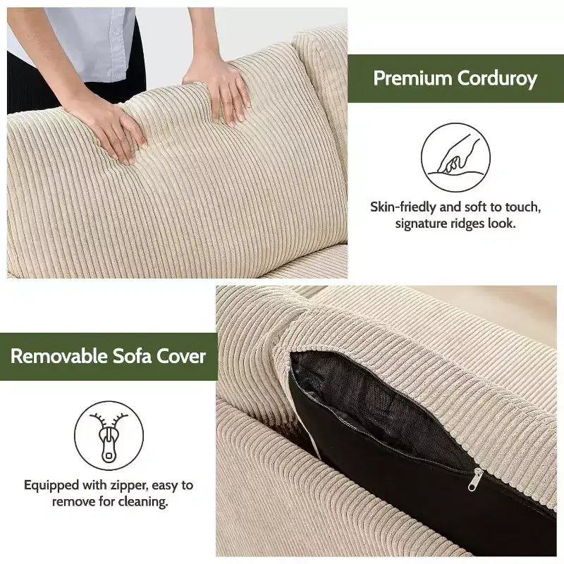 Canapé Dyonery 68 places, petit canapé moderne du milieu du siècle pour le salon, canapé 2 places en tissu de lin avec coussin profond, cadre en bois massif