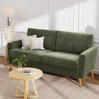 Canapé Dyonery 68 places, petit canapé moderne du milieu du siècle pour le salon, canapé 2 places en tissu de lin avec coussin profond, cadre en bois massif