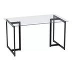 HomeRoots 55 Clear And Black Glass And Metal Dining Table