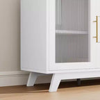 COZONY Buffet Moderne avec Portes en Verre Rainuré et 3 Tiroirs, Étagère Réglable, Console pour Salle à Manger ou Salon