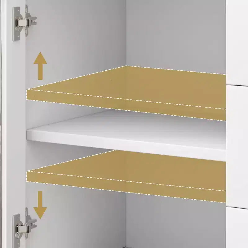 COZONY Buffet Moderne avec Portes en Verre Rainuré et 3 Tiroirs, Étagère Réglable, Console pour Salle à Manger ou Salon
