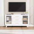 COZONY Modern Sideboard Buffet Cabinet with Fluted Glass Doors and 3 Drawers, Adjustable Shelf, Dining Room or Living Room Console