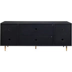 Acekool Sideboard Buffet Cabinet with Rattan Doors, Console Table Storage for Kitchen, Dining, Living Room, Hallway, Black
