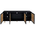 Acekool Sideboard Buffet Cabinet with Rattan Doors, Console Table Storage for Kitchen, Dining, Living Room, Hallway, Black