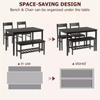 Dining Table Set for 4, with 1 Bench and 2 Chair
