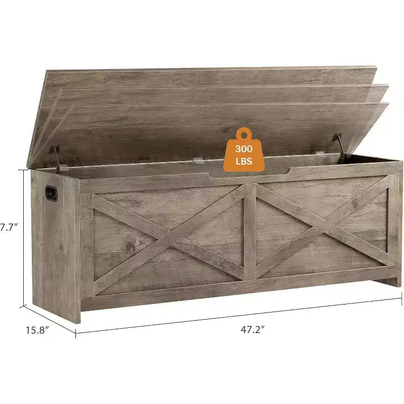 Acekool 47 Storage Chest Bench with Safety Hinge, Large Wooden Toy Box Organizer for Bedroom or Entryway