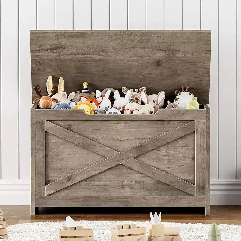 Acekool 47 Storage Chest Bench with Safety Hinge, Large Wooden Toy Box Organizer for Bedroom or Entryway