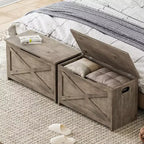 Acekool 47 Storage Chest Bench with Safety Hinge, Large Wooden Toy Box Organizer for Bedroom or Entryway