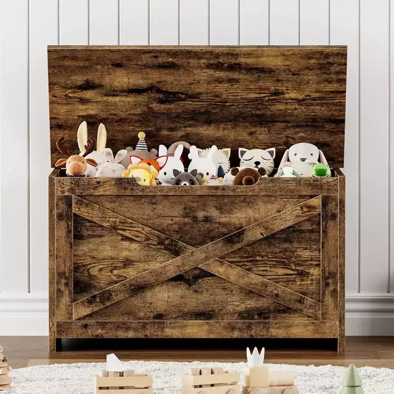 Acekool 47 Storage Chest Bench with Safety Hinge, Large Wooden Toy Box Organizer for Bedroom or Entryway