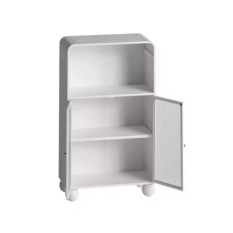 Meuble de rangement de salle de bain Okak 45.2 avec porte en verre trempé, meuble de rangement autonome avec 2 portes et 1 étagère ouverte pour cuisine et salle de bain
