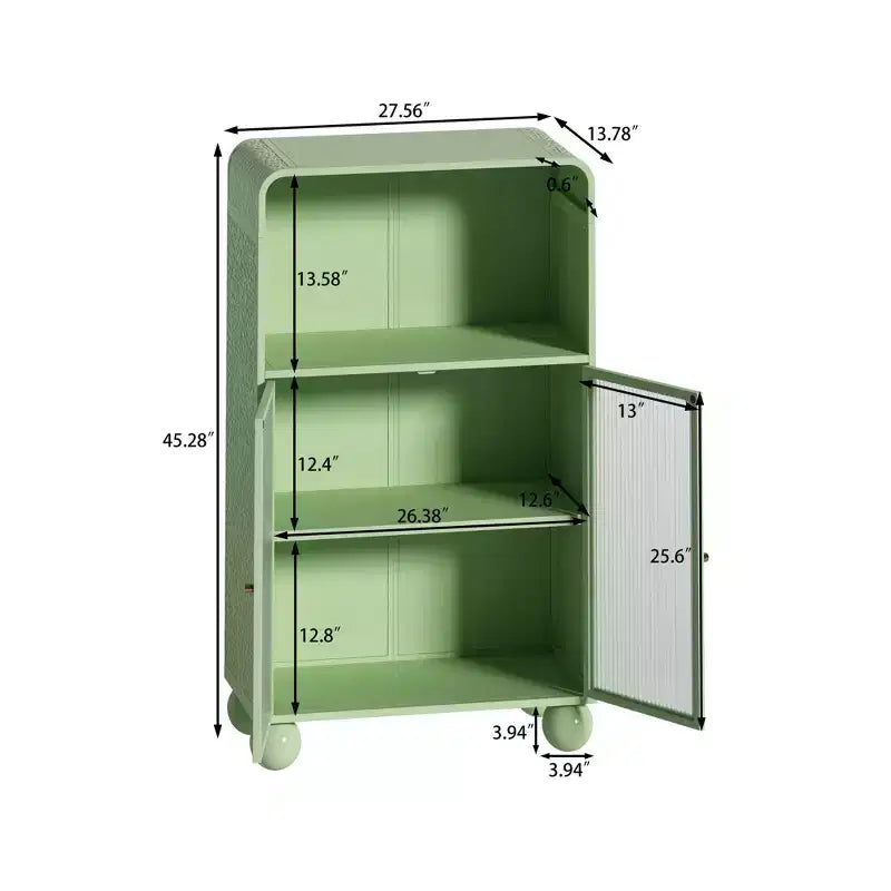 Meuble de rangement de salle de bain Okak 45.2 avec porte en verre trempé, meuble de rangement autonome avec 2 portes et 1 étagère ouverte pour cuisine et salle de bain