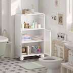 Meuble de rangement de salle de bain Okak 45.2 avec porte en verre trempé, meuble de rangement autonome avec 2 portes et 1 étagère ouverte pour cuisine et salle de bain