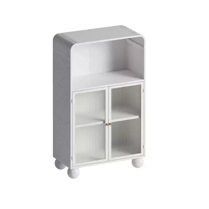 Meuble de rangement de salle de bain Okak 45.2 avec porte en verre trempé, meuble de rangement autonome avec 2 portes et 1 étagère ouverte pour cuisine et salle de bain