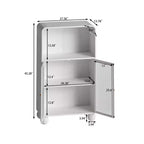 Meuble de rangement de salle de bain Okak 45.2 avec porte en verre trempé, meuble de rangement autonome avec 2 portes et 1 étagère ouverte pour cuisine et salle de bain