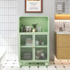 Okak 45.2 Bathroom Storage Cabinet with Tempered Glass Door,Freestanding Storage Cabinet with 2 Doors & 1 Open Shelf for Kitchen & Bathroom