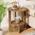 Lantine 2-Tier Round End Table with Storage, for Living Room, Bedroom & Small Spaces, Modern Narrow Nightstand, Easy Assembly, Brown