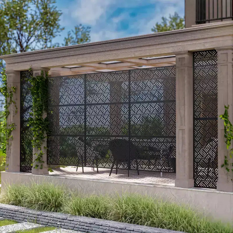 MAYEERTY 72 pouces Séparateur de pièce Cadre galvanisé Séparateur de pièce Paravent de confidentialité Clôture de jardin Noir