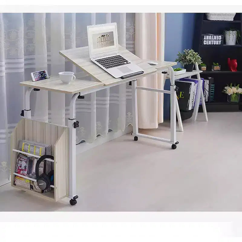 Table de lit roulante Acekool avec roulettes, hauteur et longueur réglables, chariot d'ordinateur portable mobile robuste et table à manger pour chambre, hôpital, maison, salon