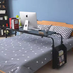 Table de lit roulante Acekool avec roulettes, hauteur et longueur réglables, chariot d'ordinateur portable mobile robuste et table à manger pour chambre, hôpital, maison, salon
