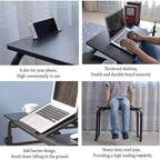 Table de lit roulante Acekool avec roulettes, hauteur et longueur réglables, chariot d'ordinateur portable mobile robuste et table à manger pour chambre, hôpital, maison, salon