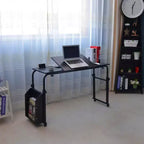 Table de lit roulante Acekool avec roulettes, hauteur et longueur réglables, chariot d'ordinateur portable mobile robuste et table à manger pour chambre, hôpital, maison, salon
