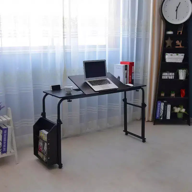 Table de lit roulante Acekool avec roulettes, hauteur et longueur réglables, chariot d'ordinateur portable mobile robuste et table à manger pour chambre, hôpital, maison, salon