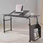 Table de lit roulante Acekool avec roulettes, hauteur et longueur réglables, chariot d'ordinateur portable mobile robuste et table à manger pour chambre, hôpital, maison, salon